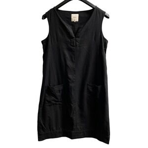 Next Dress Womens US 10 Black Linen Blend Mini Boxy Lagenlook Minimalist Capsule